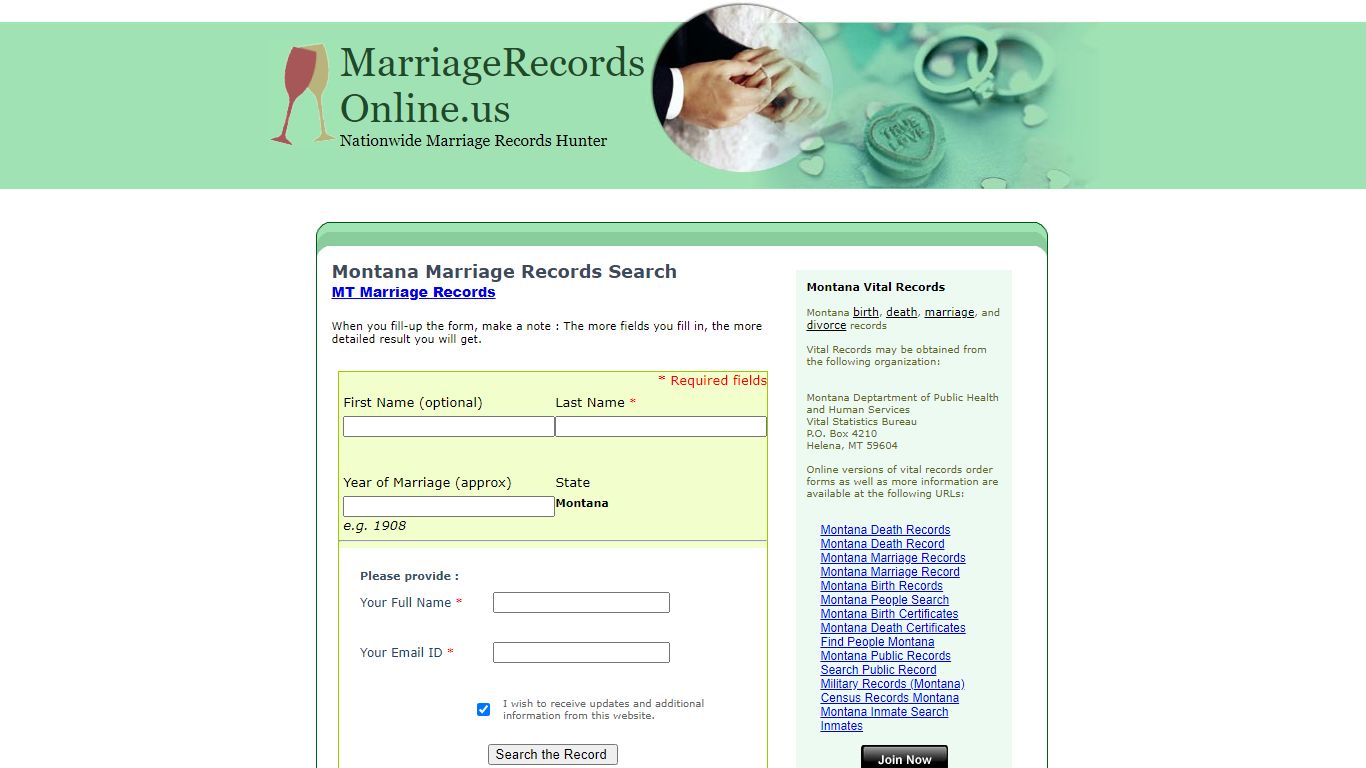 Montana Marriage Records Search, Montana State Marriage ...